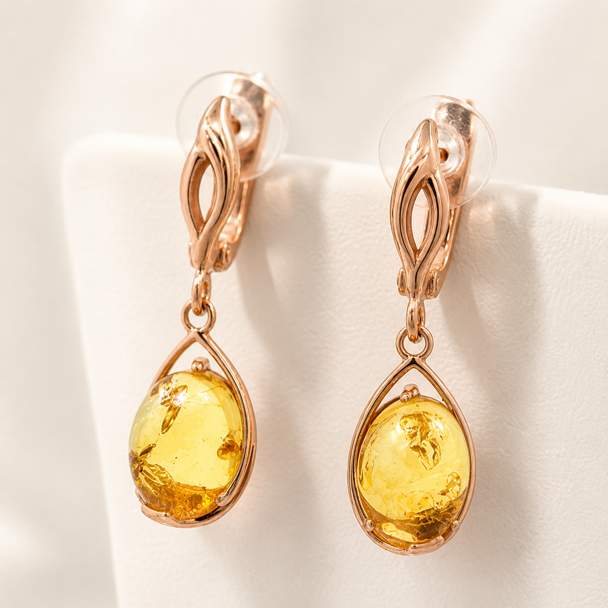 Honey Baltic Amber Teardrop Drop Earrings