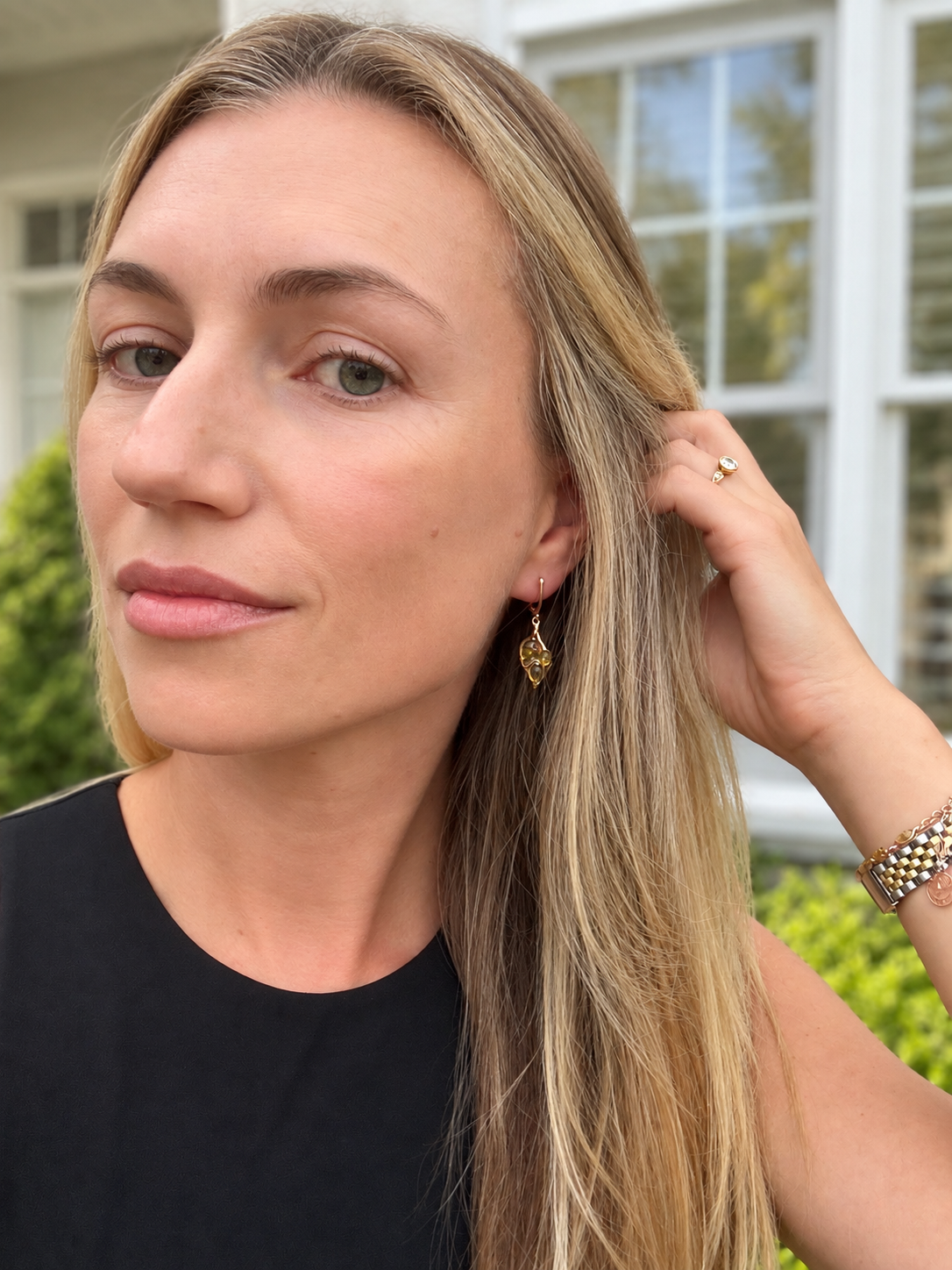 Natural Baltic amber drop earrings in 925 sterling silver with 14K rose gold plating