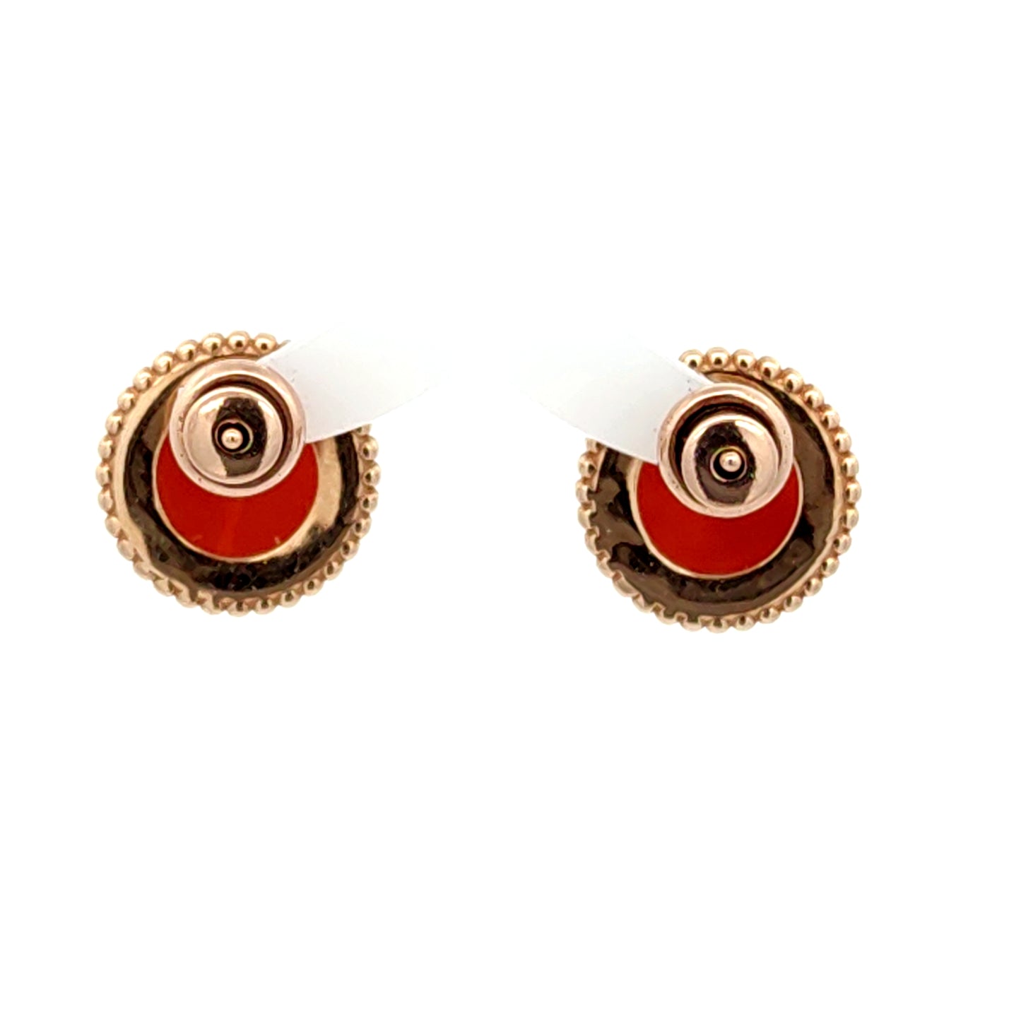 Natural Baltic Amber Round Stud Earrings, 925 Sterling Silver, 14K Rose Gold Plated, Nickel Free
