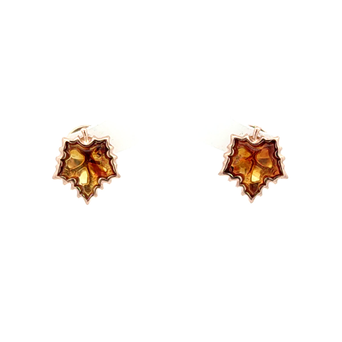 Petite Baltic Amber Maple Leaf Stud Earrings