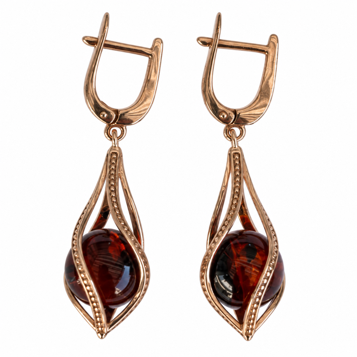 Sculptural Baltic Amber Drop Earrings