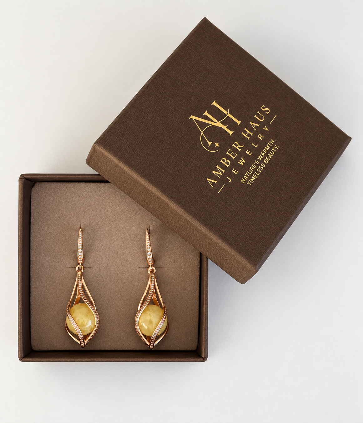 Sculptural Baltic Amber Drop Earrings