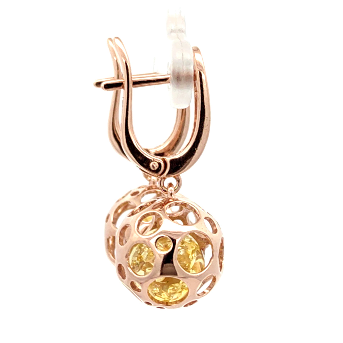 Sculptural Baltic Amber Sphere Drop Earrings