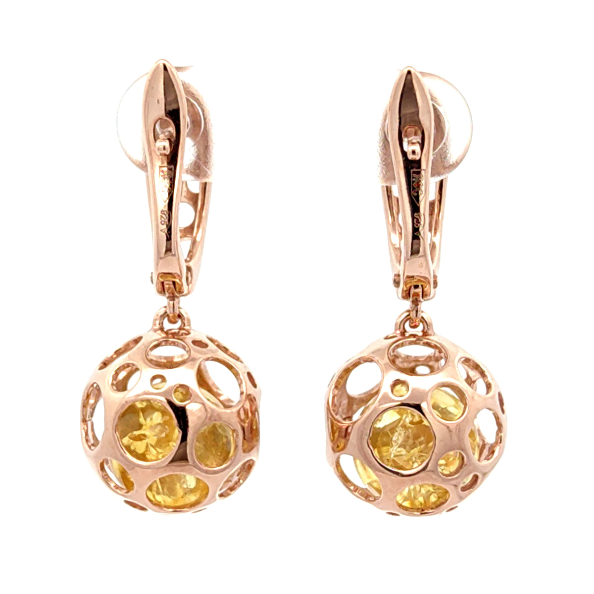Sculptural Baltic Amber Sphere Drop Earrings