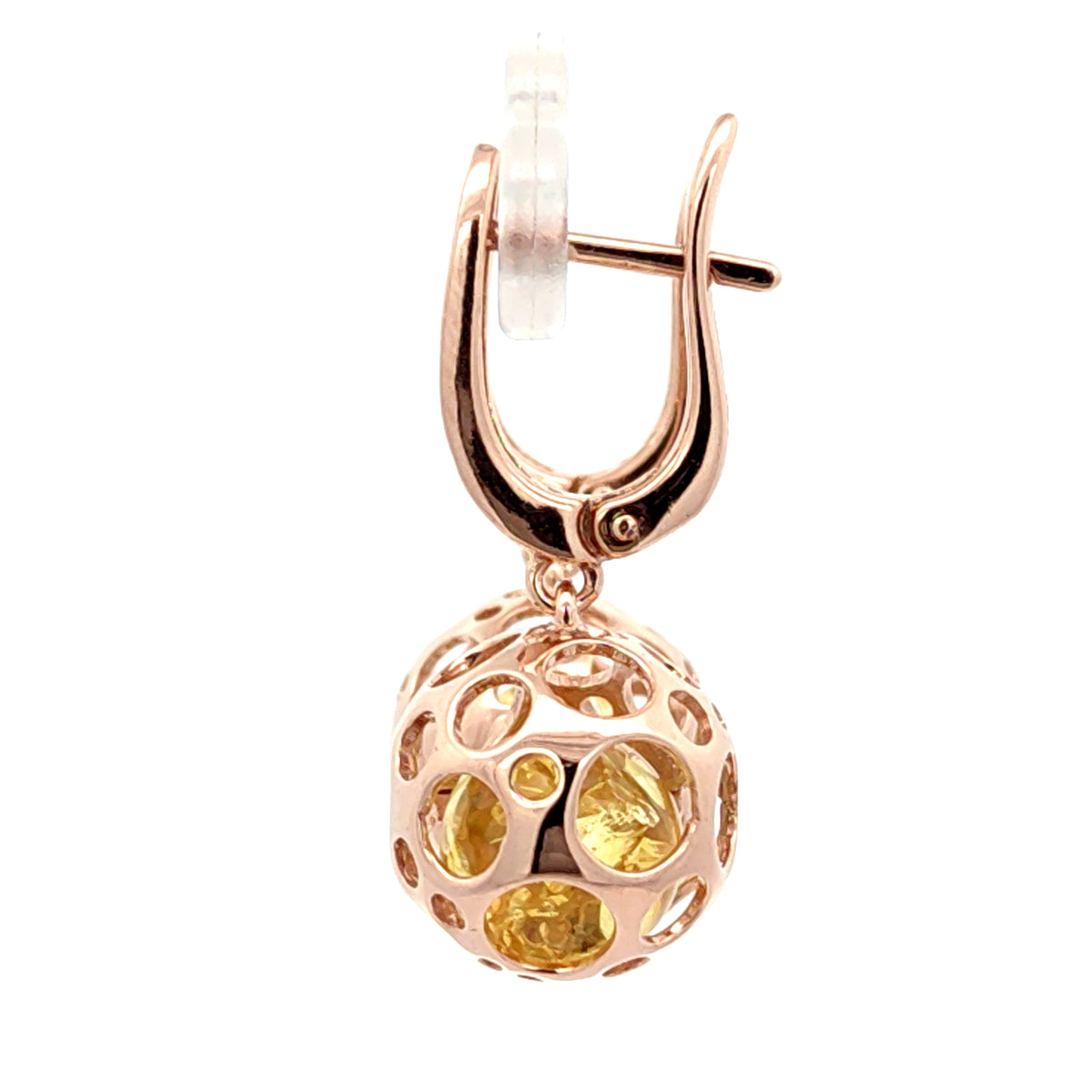 Sculptural Baltic Amber Sphere Drop Earrings