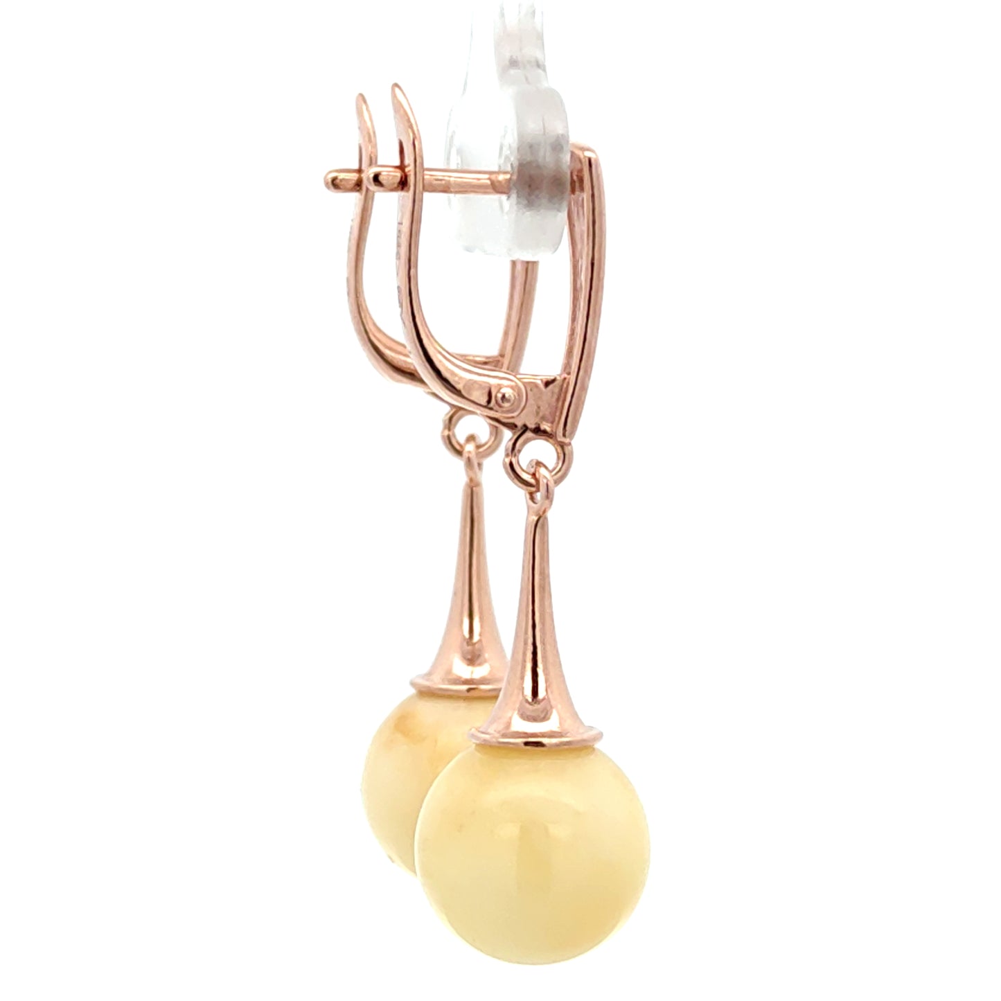 Creamy yellow Drop Earrings, 925 Sterling Silver, 14K Rose Gold Plated, Nickel Free