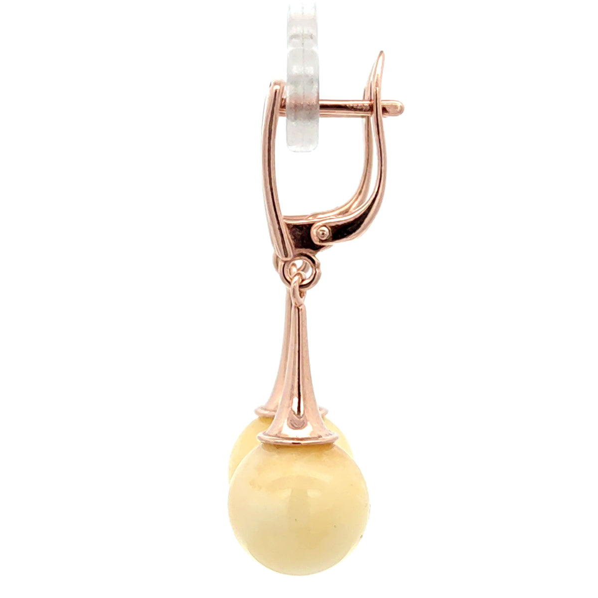 Creamy yellow Drop Earrings, 925 Sterling Silver, 14K Rose Gold Plated, Nickel Free