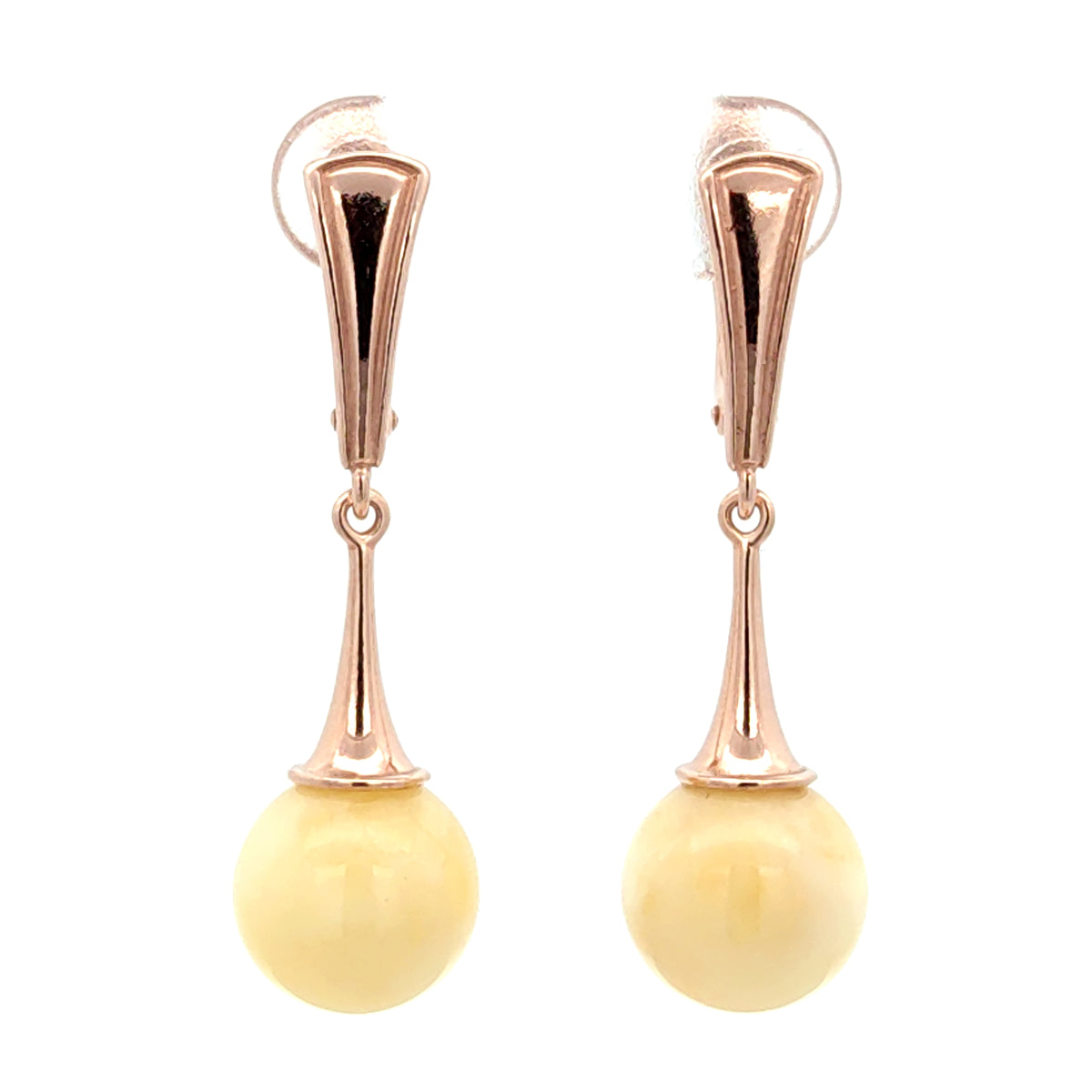 Creamy yellow Drop Earrings, 925 Sterling Silver, 14K Rose Gold Plated, Nickel Free
