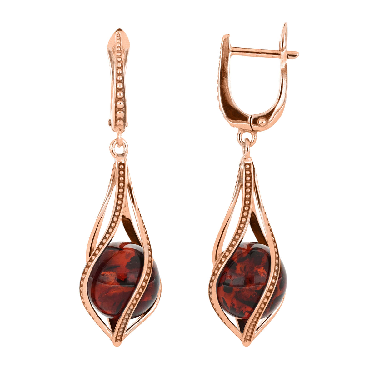 Sculptural Baltic Amber Drop Earrings
