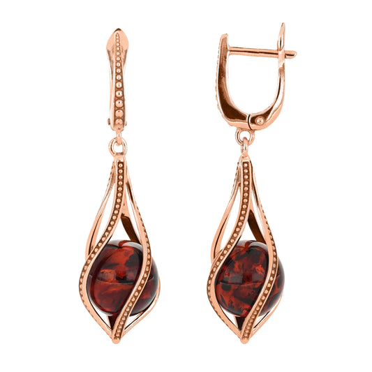 Sculptural Baltic Amber Drop Earrings