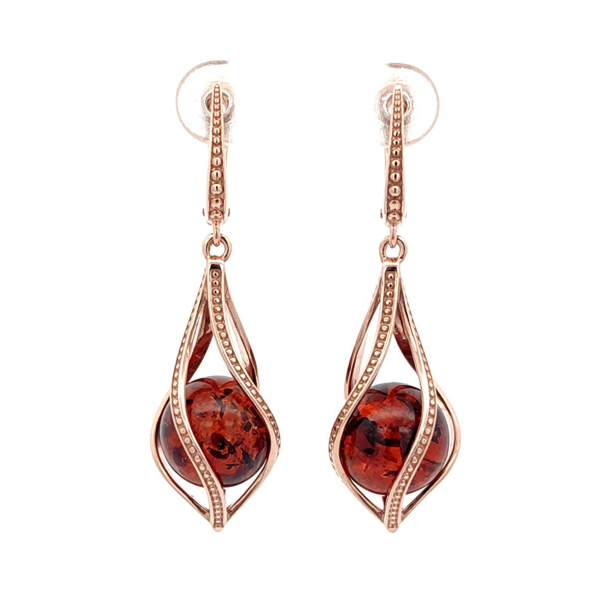 Sculptural Baltic Amber Drop Earrings