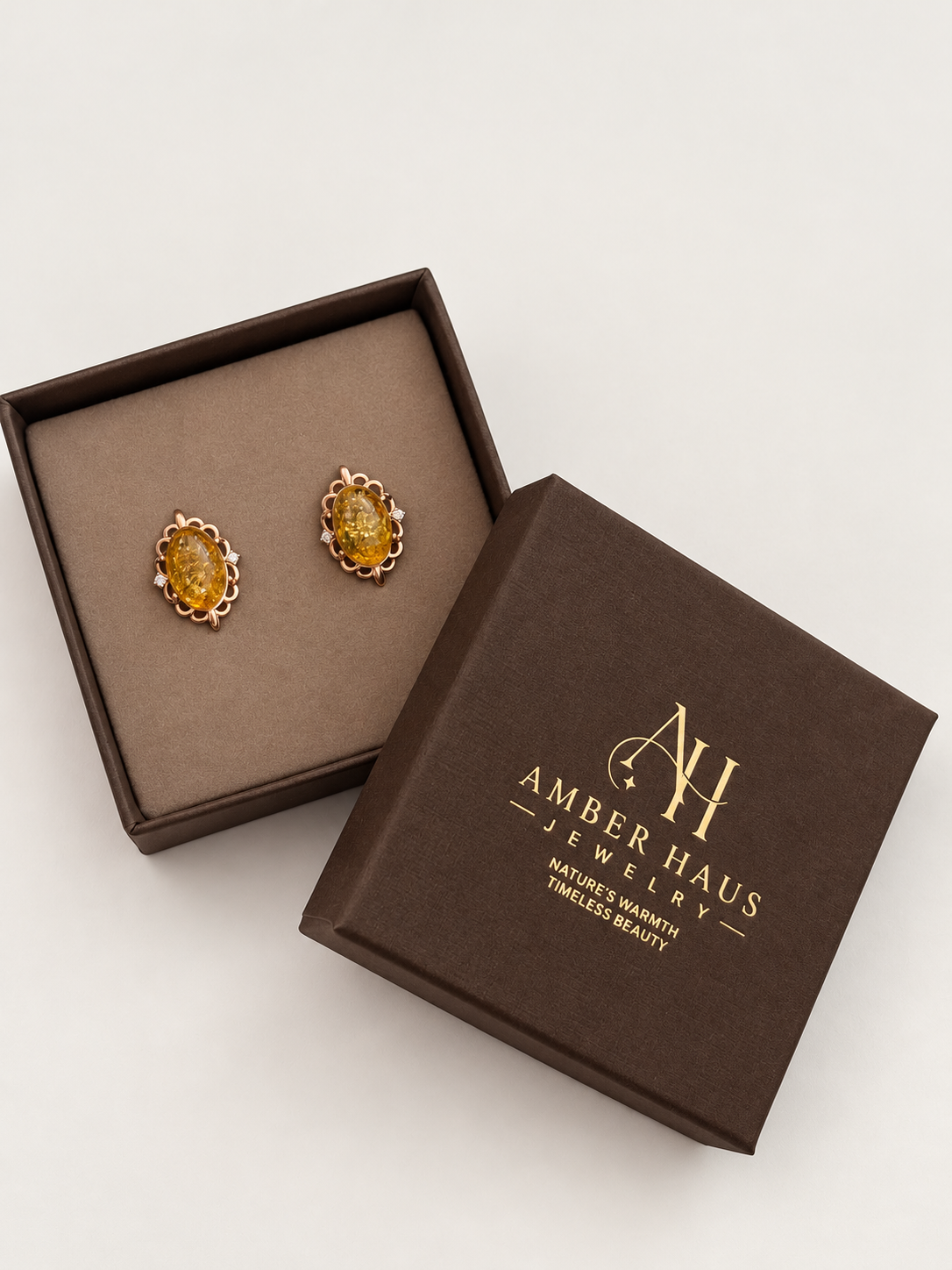 Baltic Amber & Cubic Zirconia Leverback Earrings