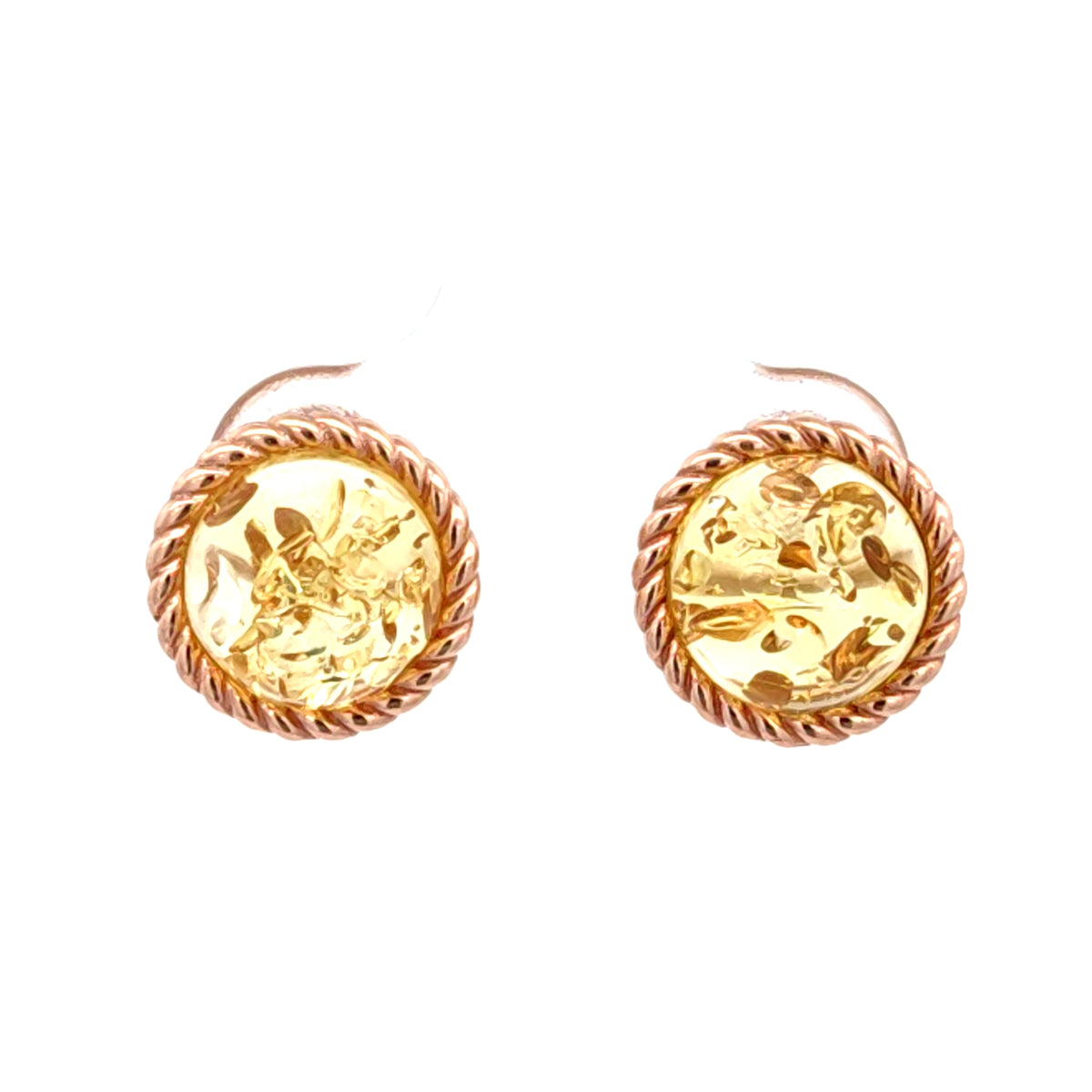 Baltic Amber Round Stud Earrings – Honey & Cognac
