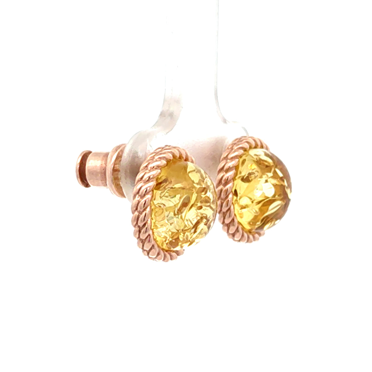 Baltic Amber Round Stud Earrings – Honey & Cognac