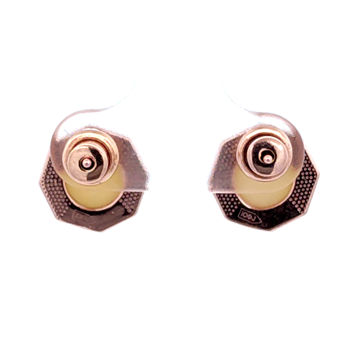Natural Baltic Amber Women Stud Earrings, 925 Sterling Silver, 14K Rose Gold Plated, Nickel Free