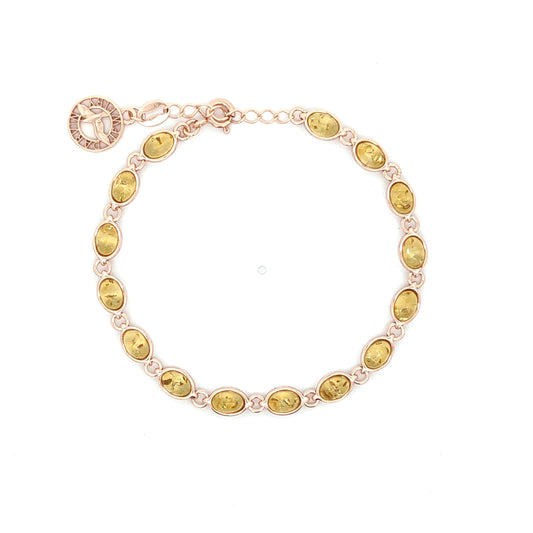 Natural Baltic Amber Bracelet in 925 Sterling Silver with 14K Rose gold plating, Nickel free