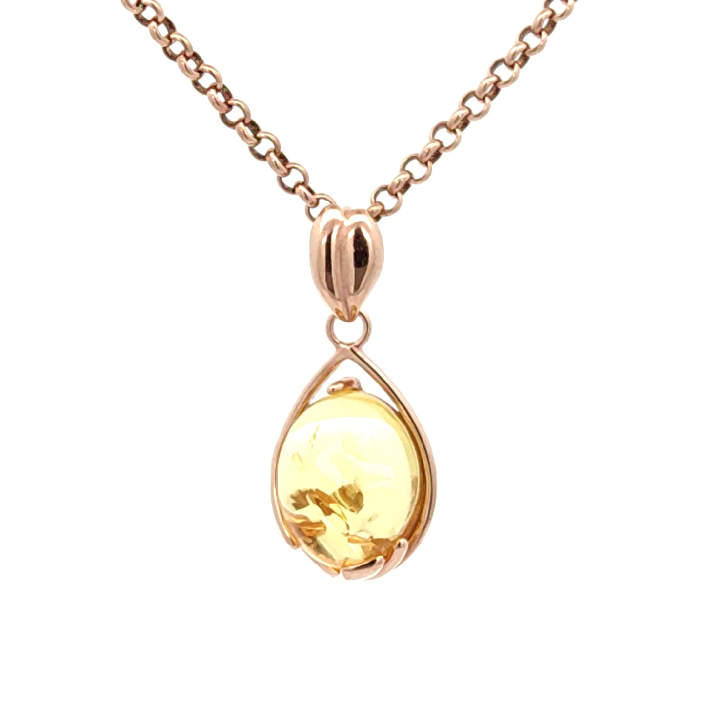 Natural Baltic Amber Teardrop Pendant in 925 Sterling Silver / Pendant only