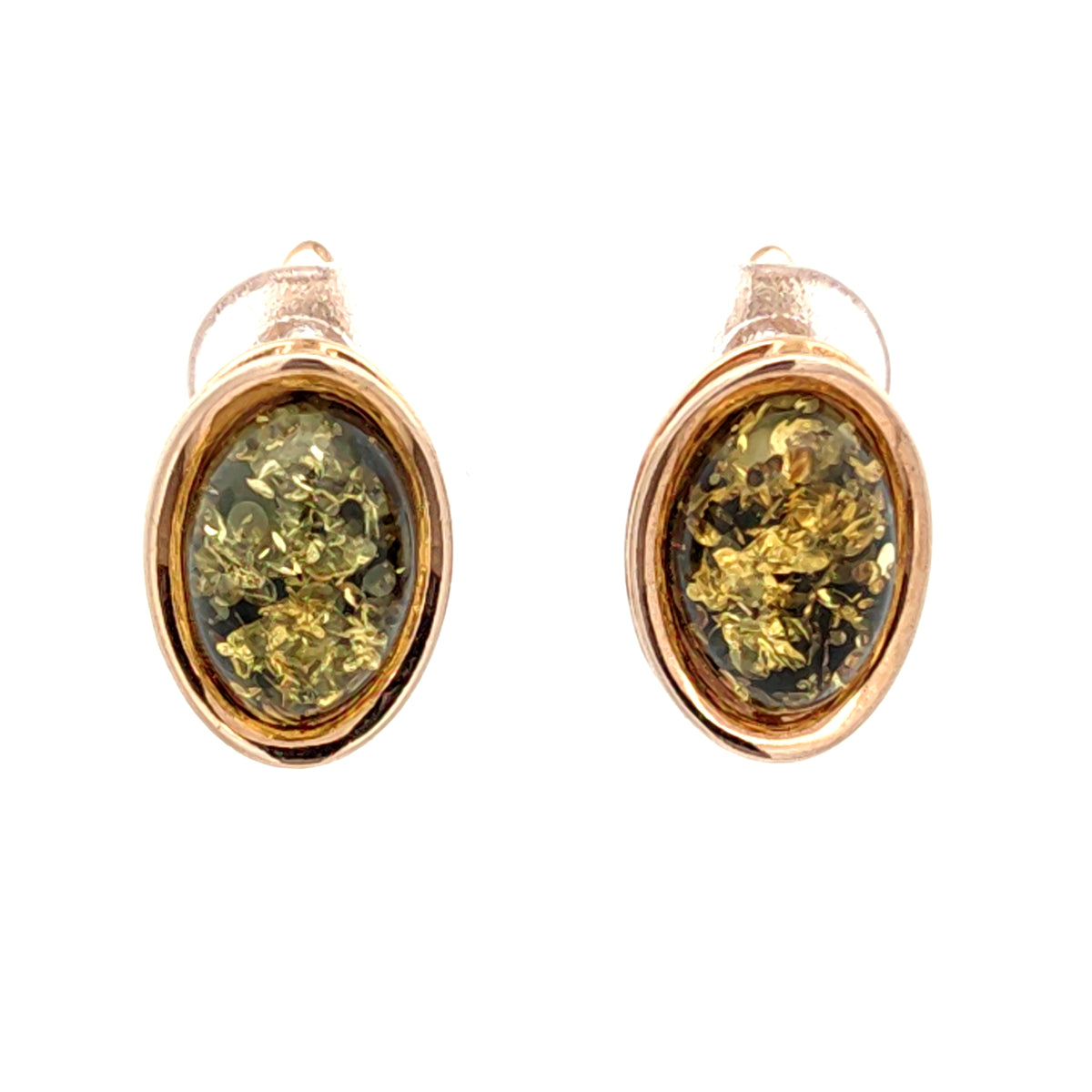 Petite Green Baltic Amber Oval Earrings