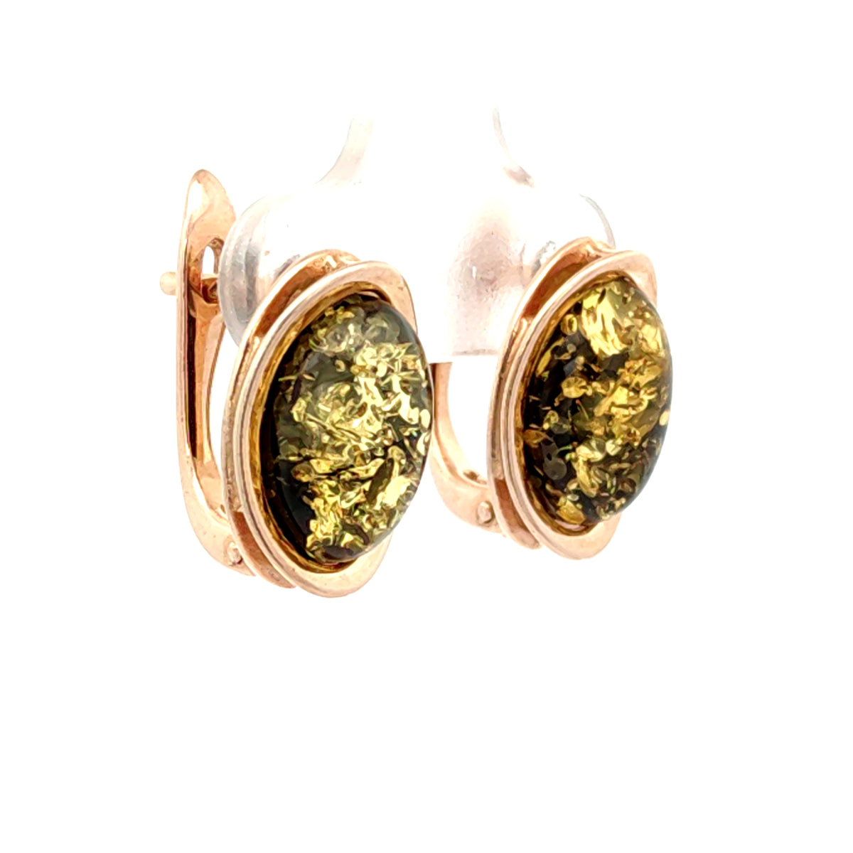 Petite Green Baltic Amber Oval Earrings