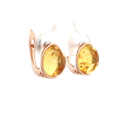 Honey Baltic Amber Oval Earrings