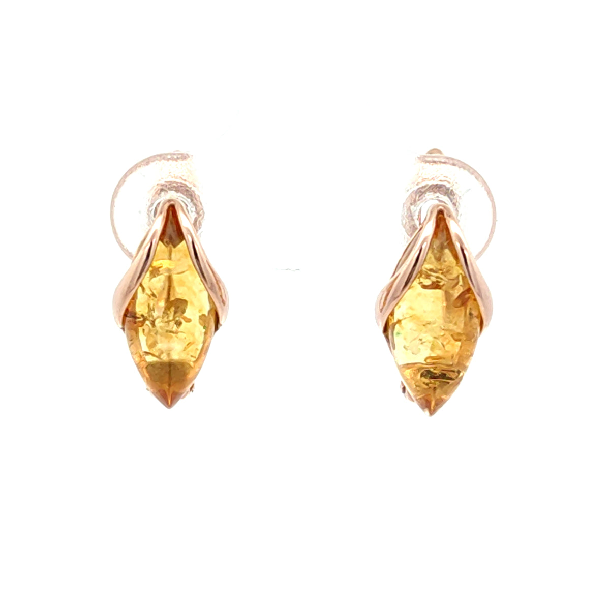 Honey Baltic amber leverback earrings in 14K rose gold plated sterling silver