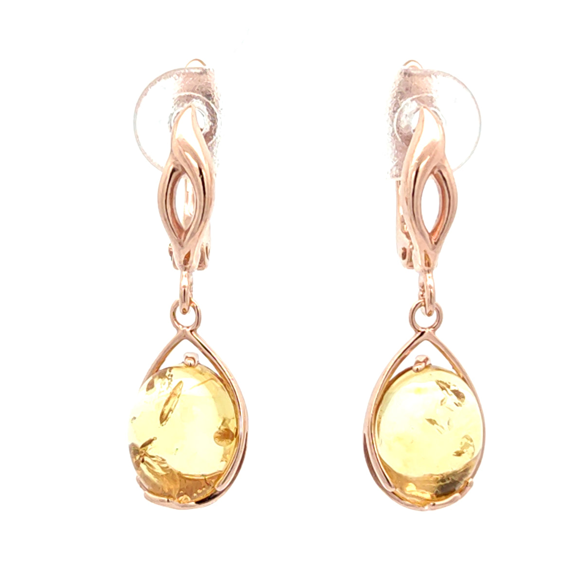 Honey Baltic Amber Teardrop Drop Earrings
