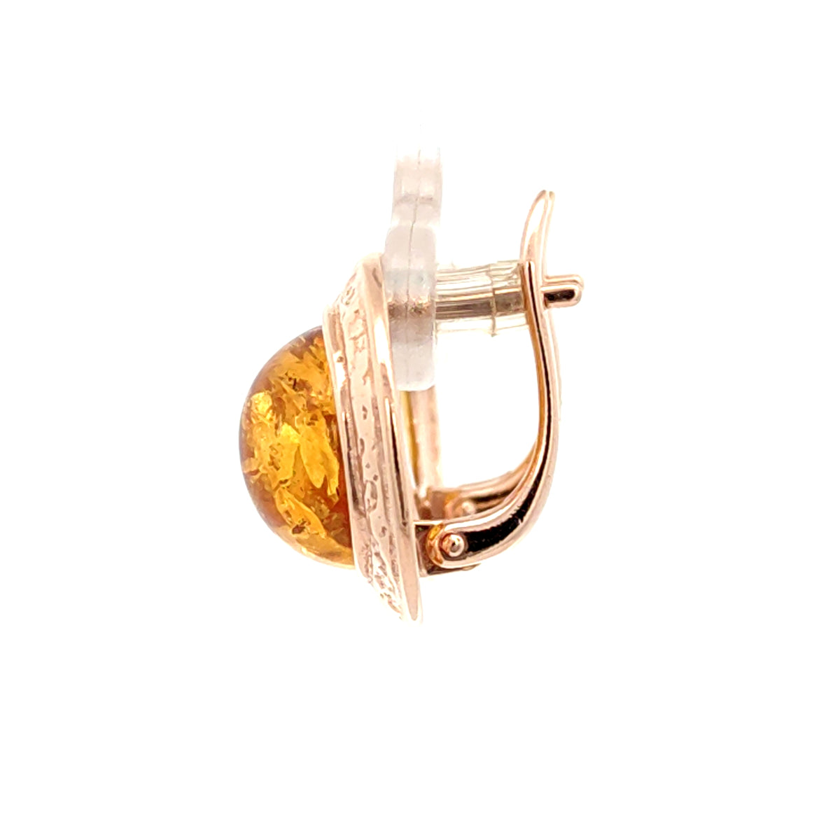Round Baltic Amber Earrings in Rose Gold Plated Sterling Silver