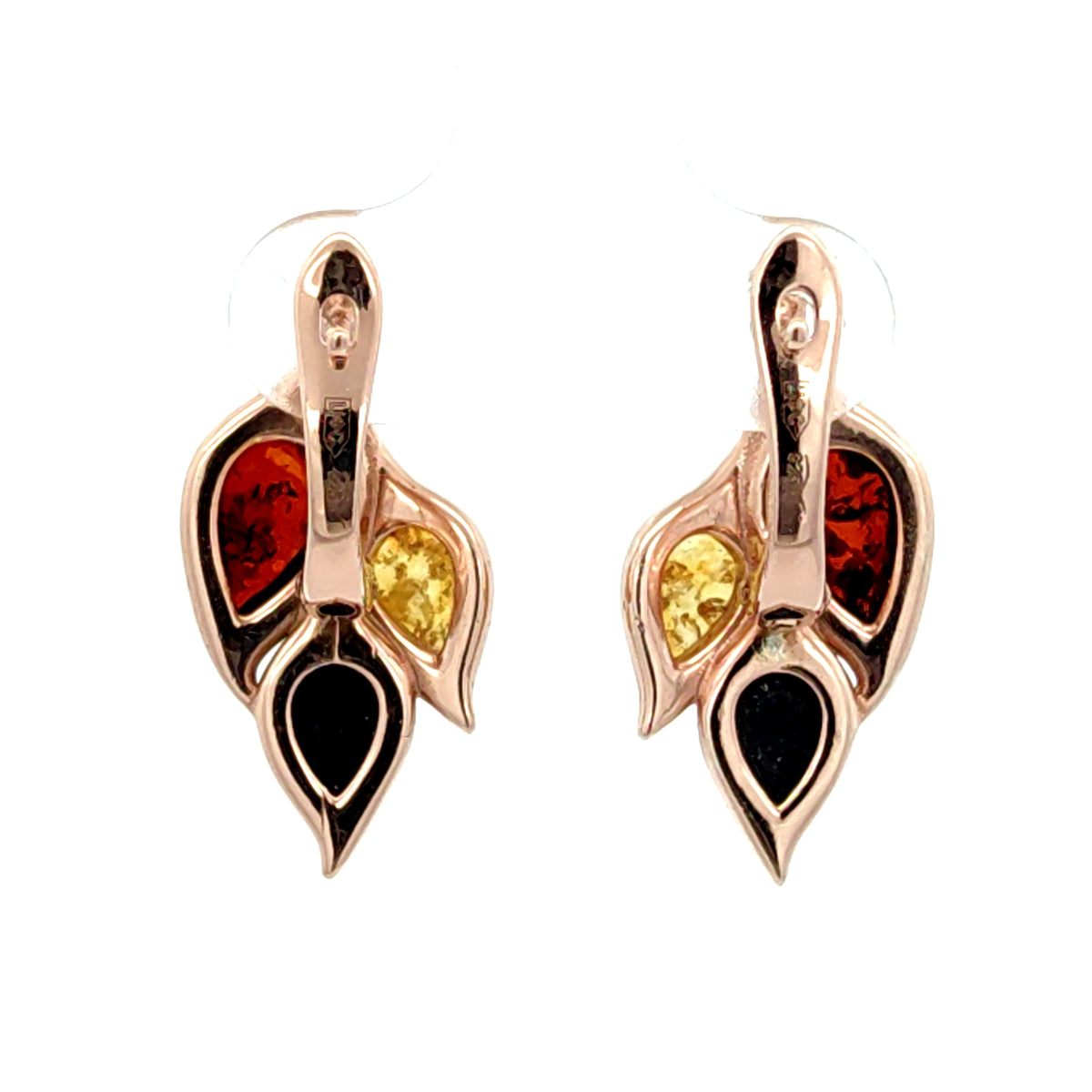 Multicolor Baltic Amber Triple Drop Earrings