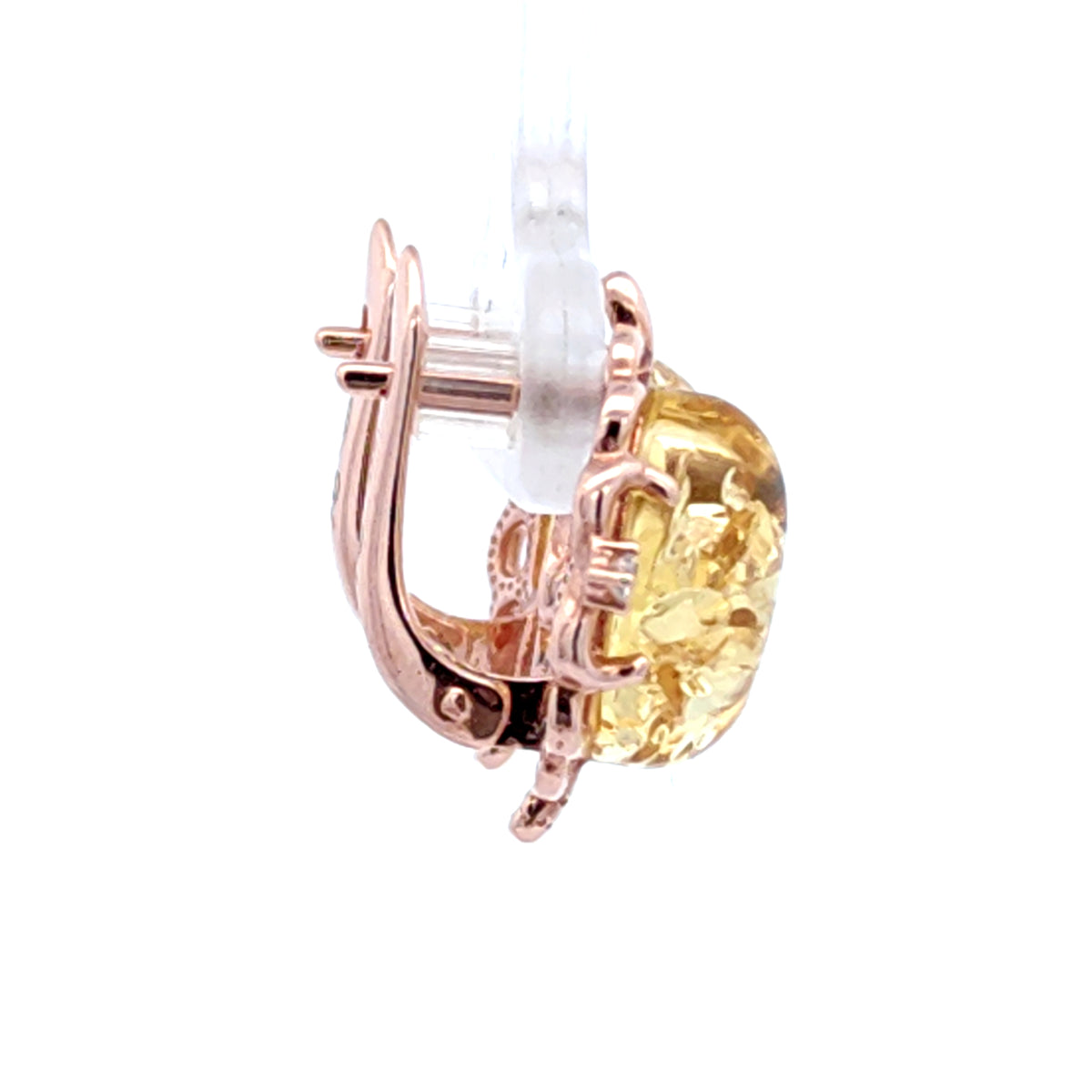 Baltic Amber & Cubic Zirconia Leverback Earrings