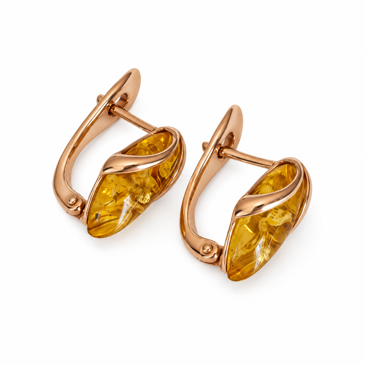 Petite Baltic Amber Leverback Earrings