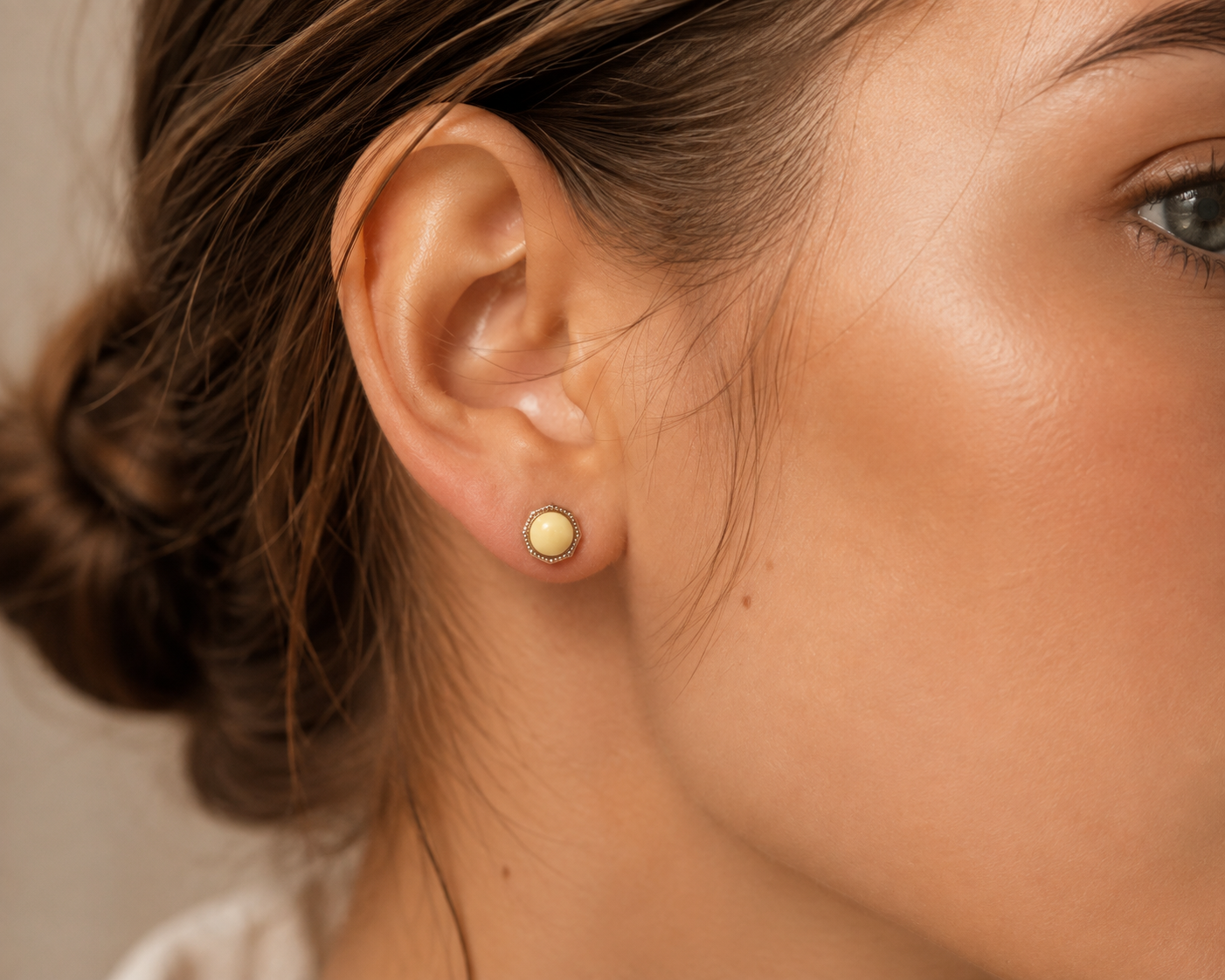 Natural Baltic Amber Women Stud Earrings, 925 Sterling Silver, 14K Rose Gold Plated, Nickel Free