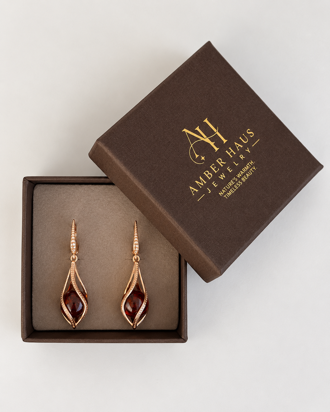 Sculptural Baltic Amber Drop Earrings