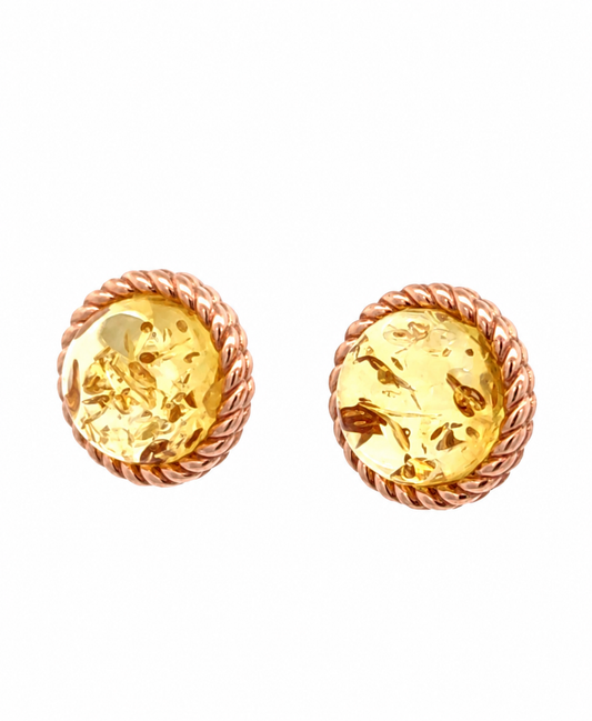 Baltic Amber Round Stud Earrings – Honey & Cognac