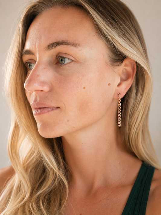 Baltic Amber Openwork Long Drop Earrings