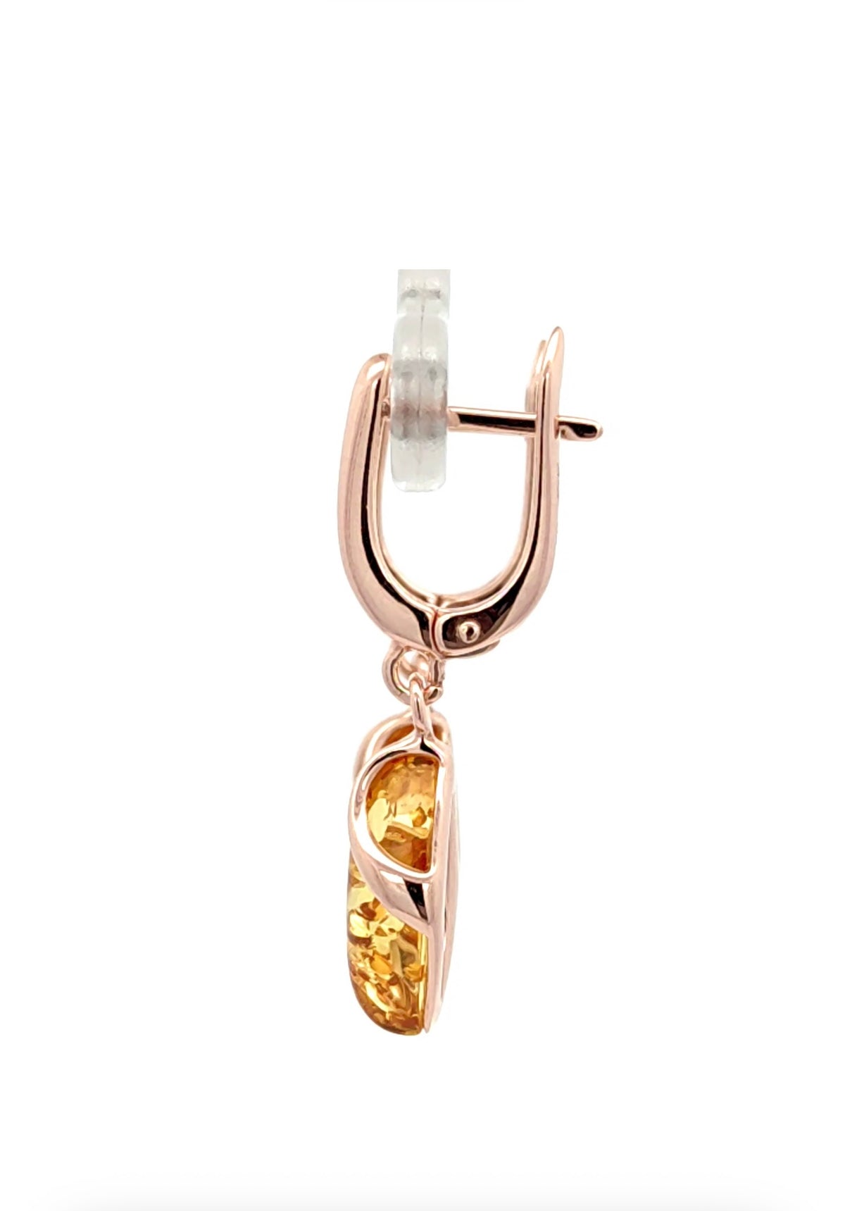 Natural Baltic Amber Drop Earrings in Rose Gold Plated Sterling Silver