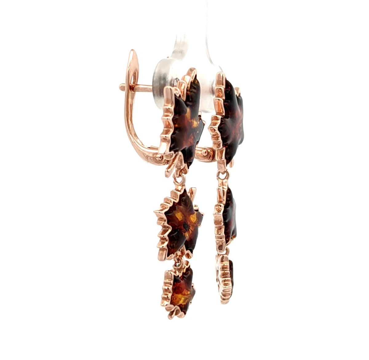 Natural Baltic Amber Maple Leaf Drop Earrings