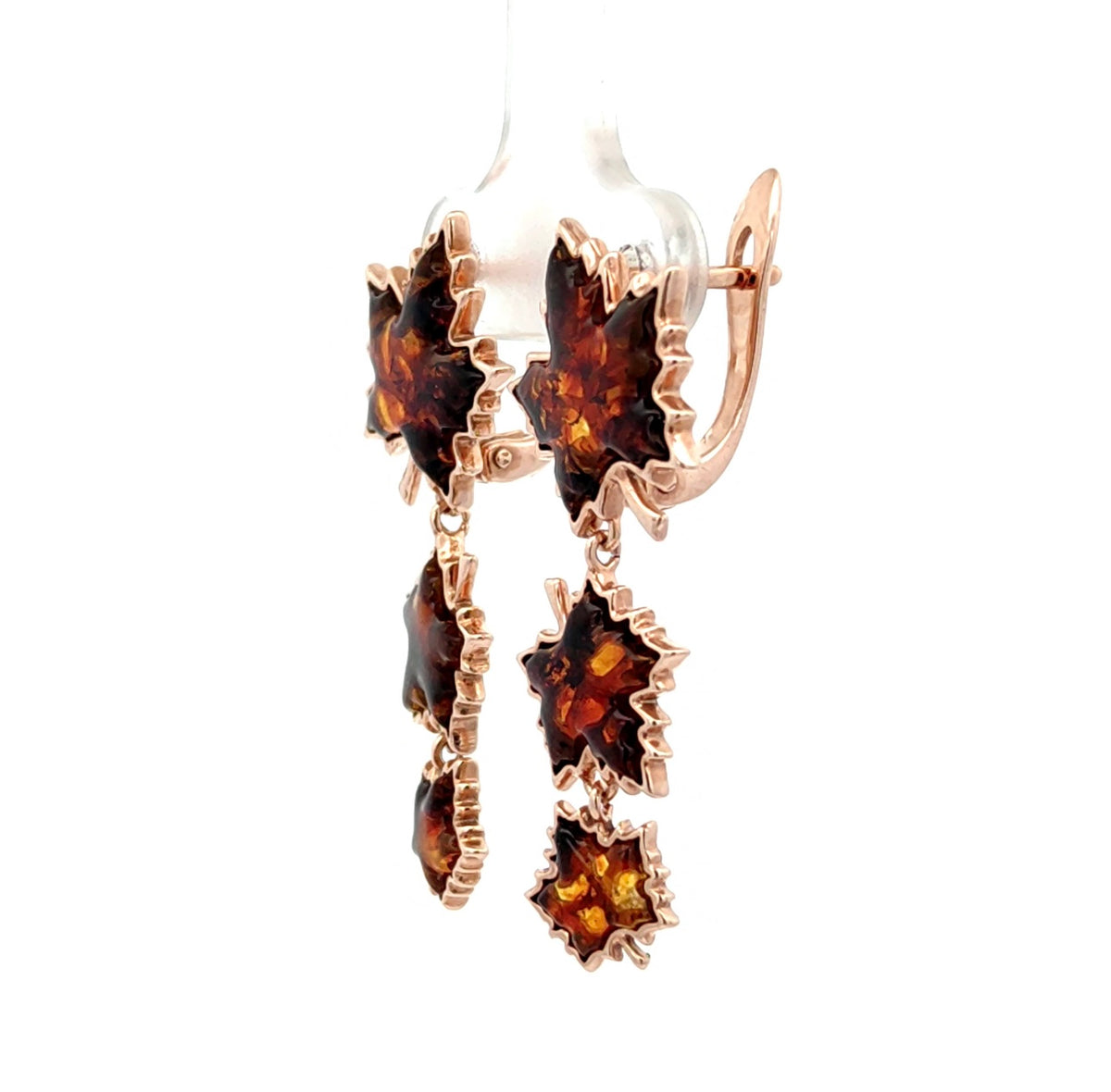 Natural Baltic Amber Maple Leaf Drop Earrings