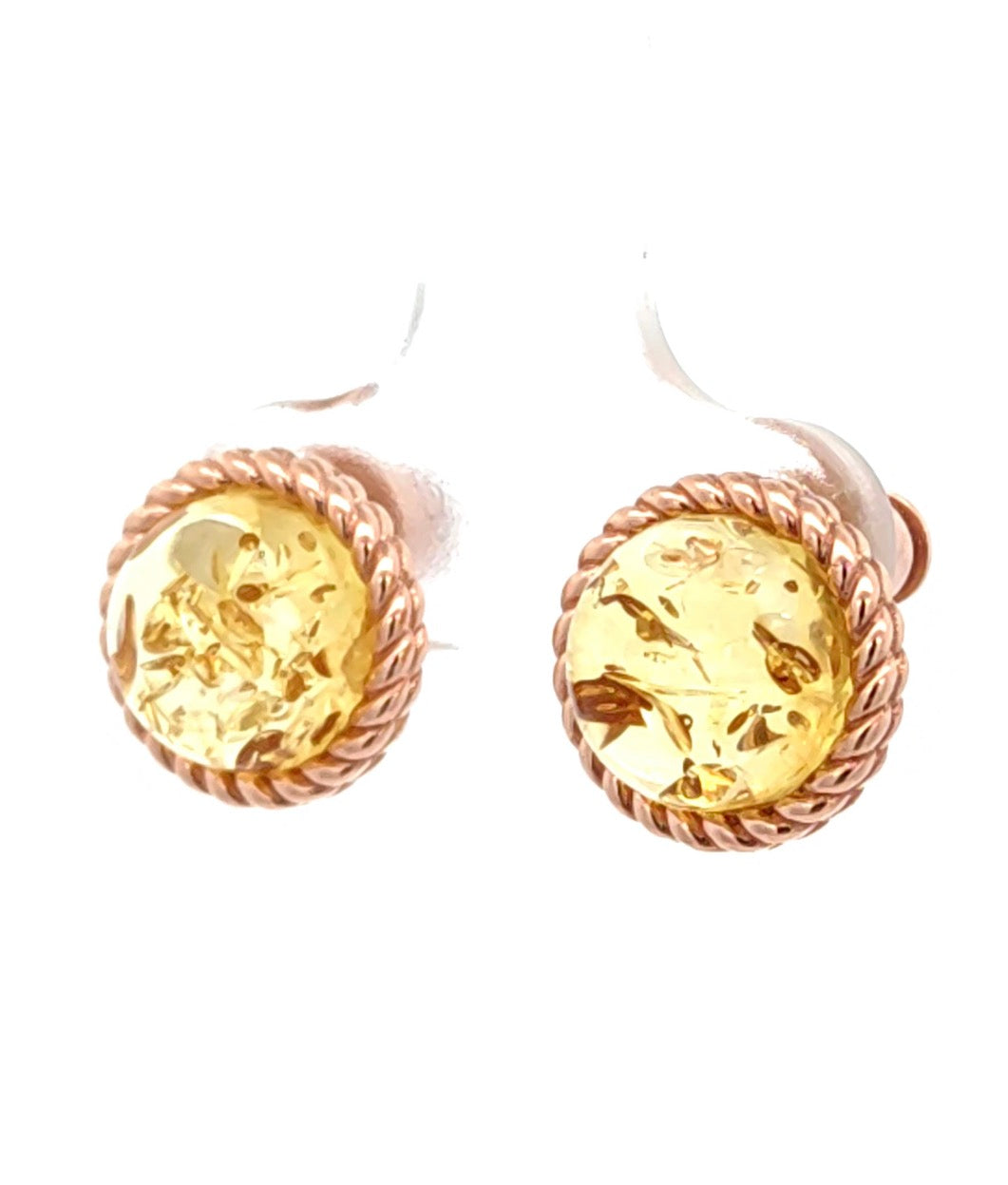 Baltic Amber Round Stud Earrings – Honey & Cognac