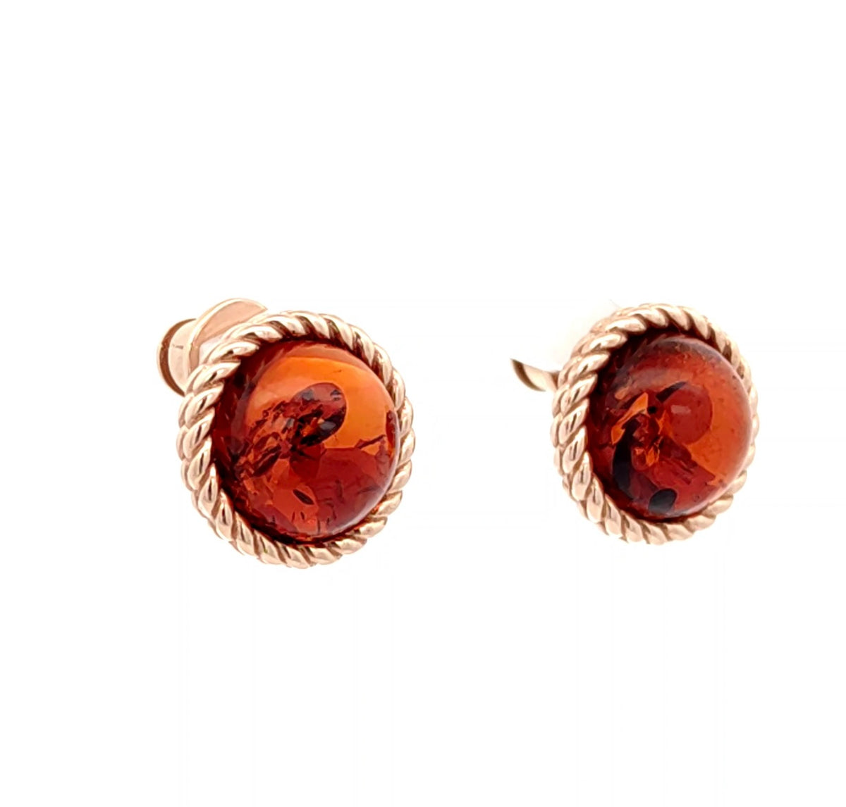 Baltic Amber Round Stud Earrings – Honey & Cognac