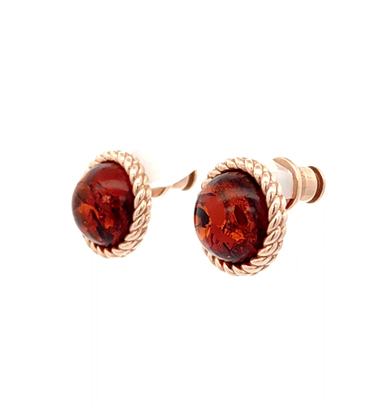 Baltic Amber Round Stud Earrings – Honey & Cognac