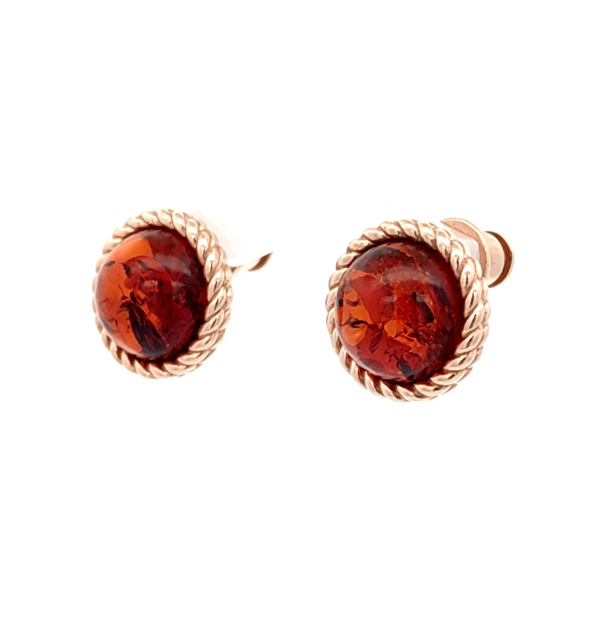 Baltic Amber Round Stud Earrings – Honey & Cognac