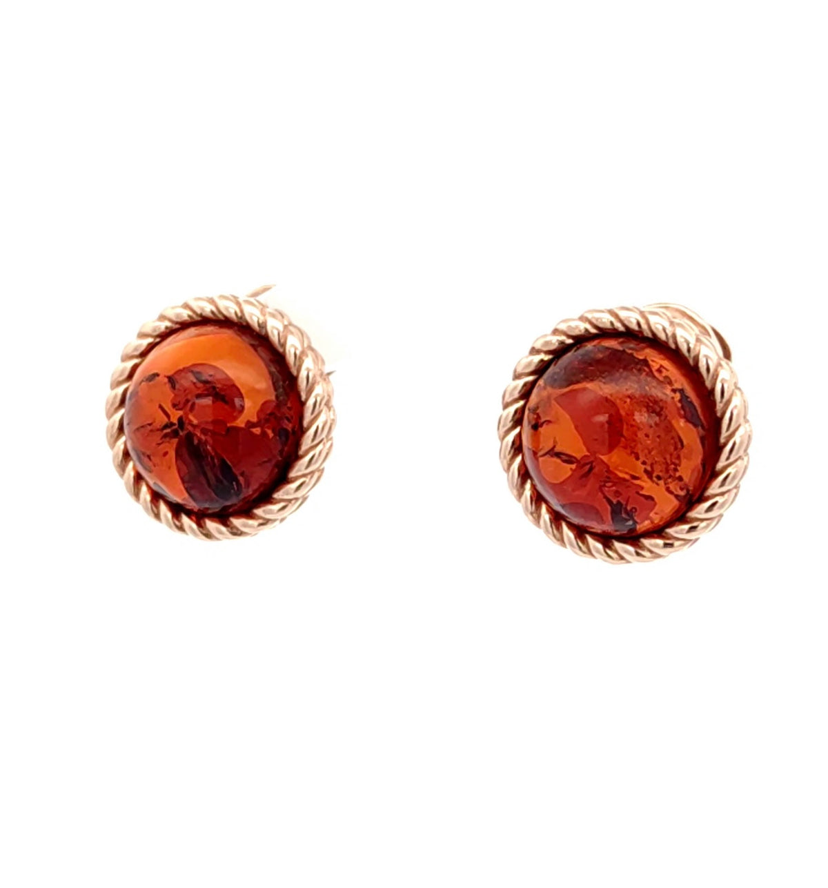 Baltic Amber Round Stud Earrings – Honey & Cognac