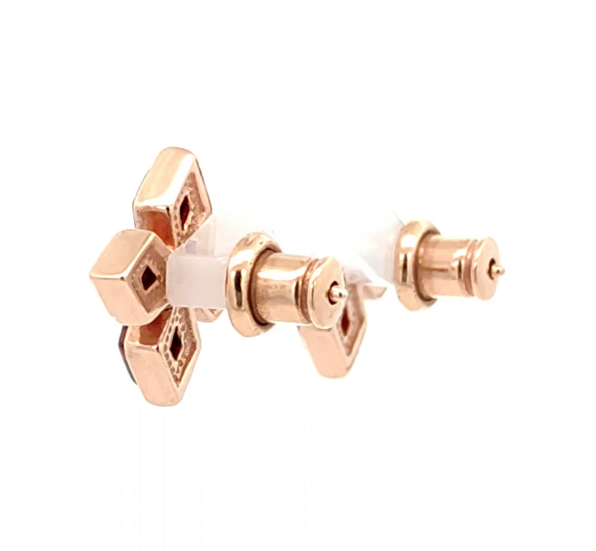 Cognac Baltic Amber Flower Stud Earrings