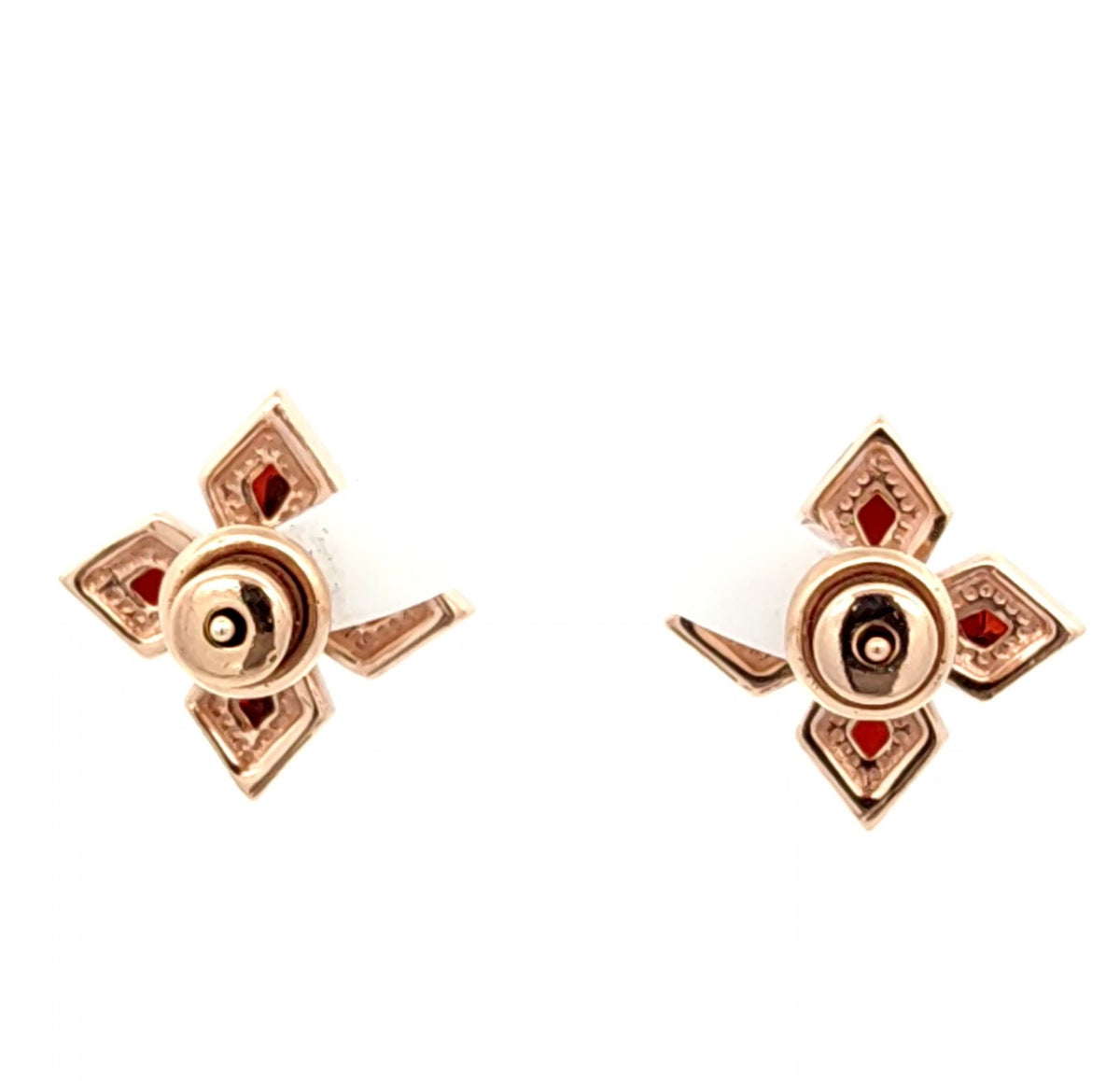 Cognac Baltic Amber Flower Stud Earrings