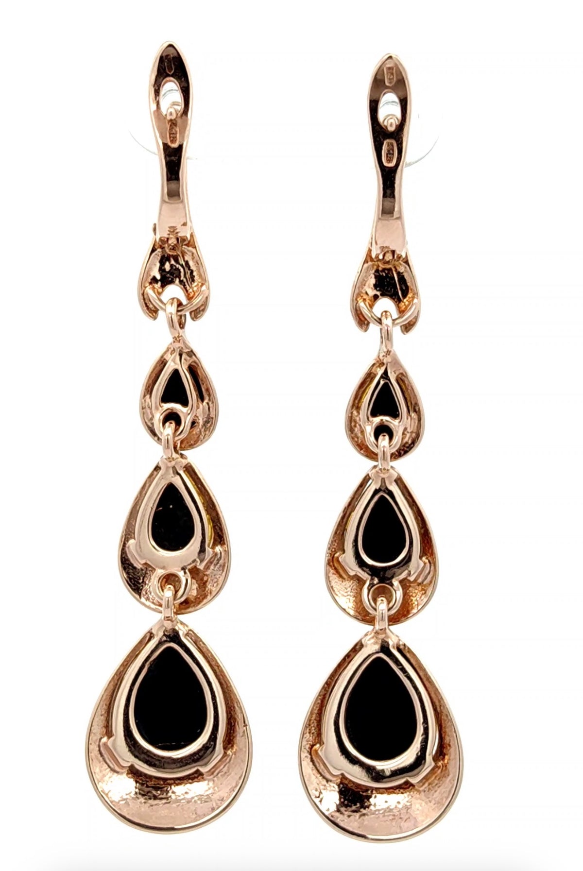 Green Baltic Amber Three-Stone Drop Earrings