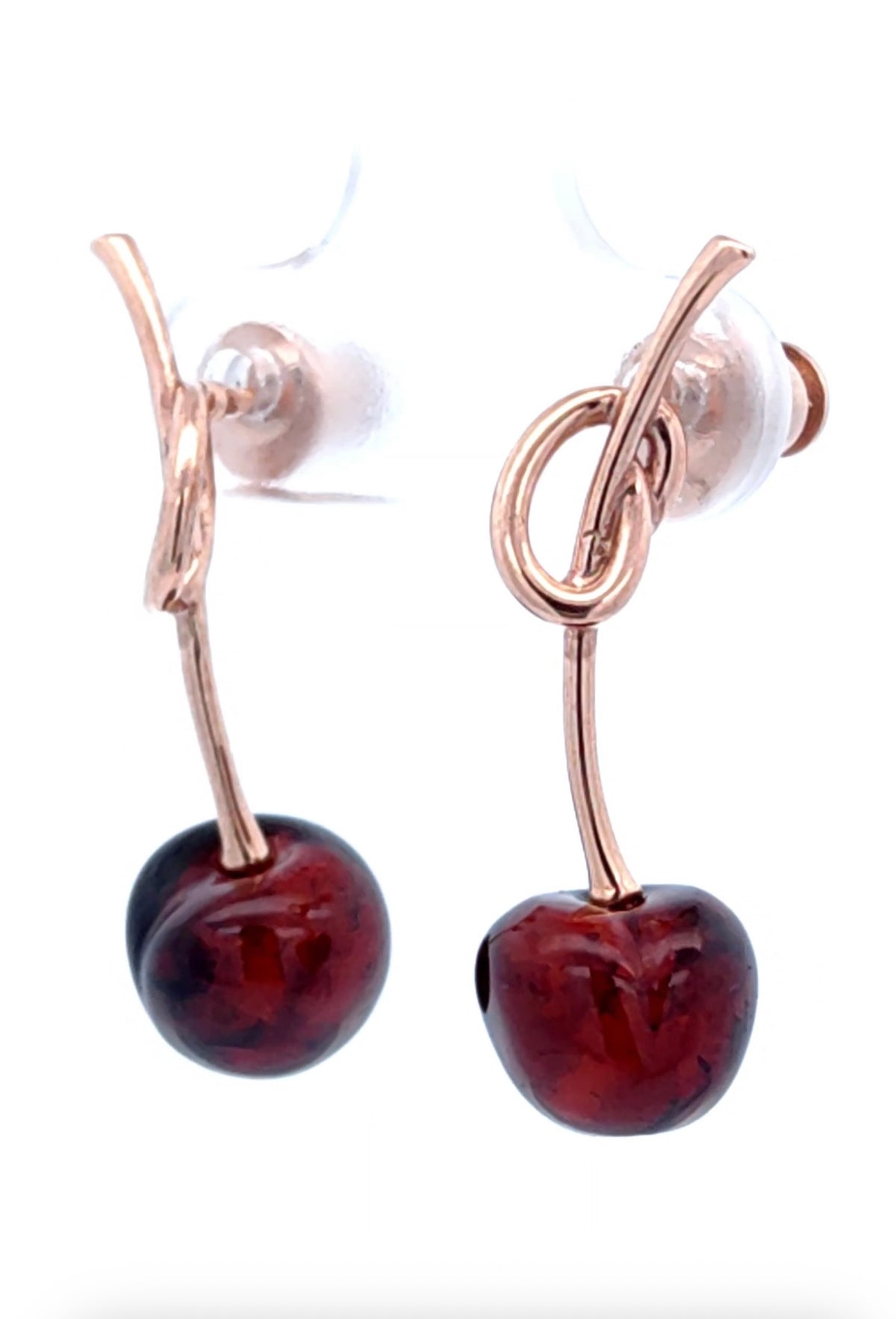 Cognac Baltic Amber Cherry Drop Earrings