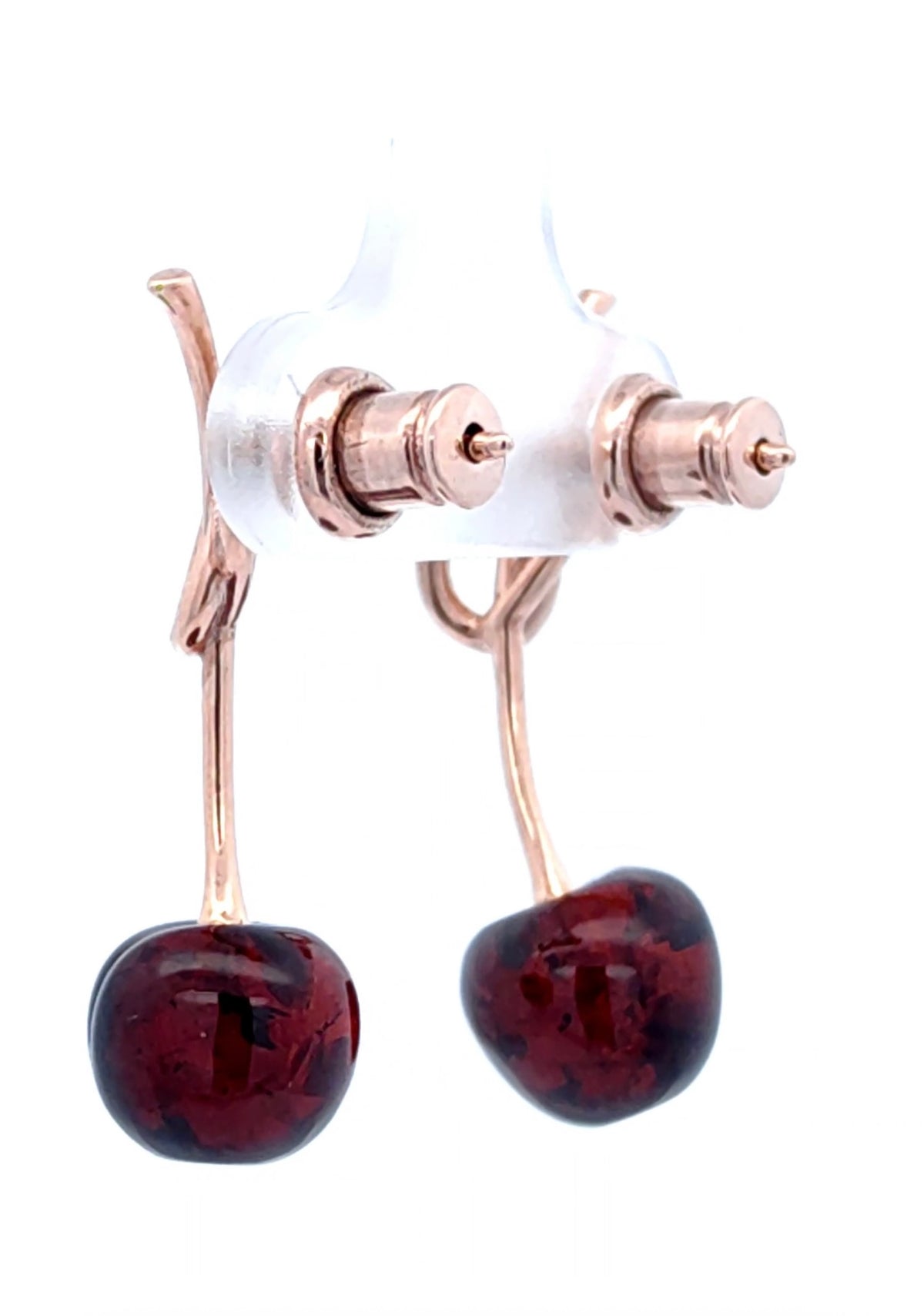 Cognac Baltic Amber Cherry Drop Earrings