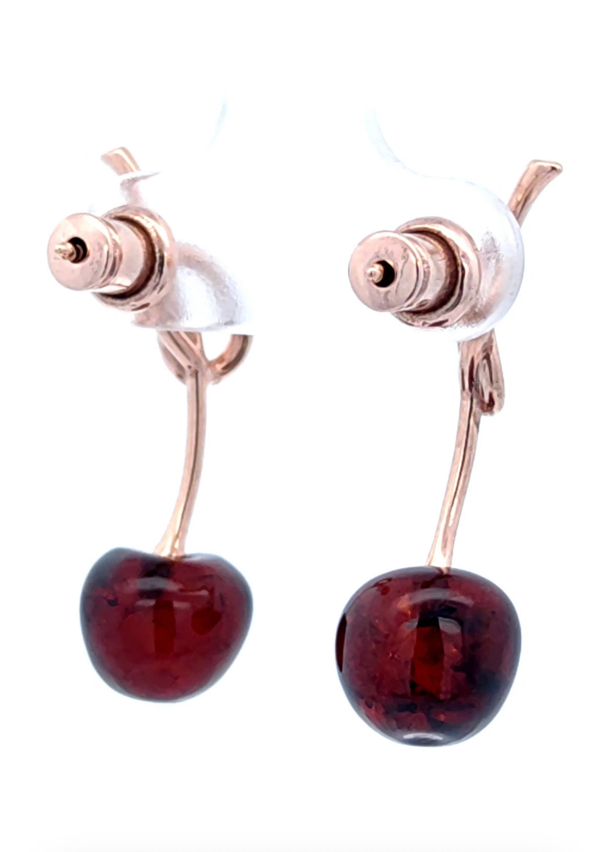 Cognac Baltic Amber Cherry Drop Earrings