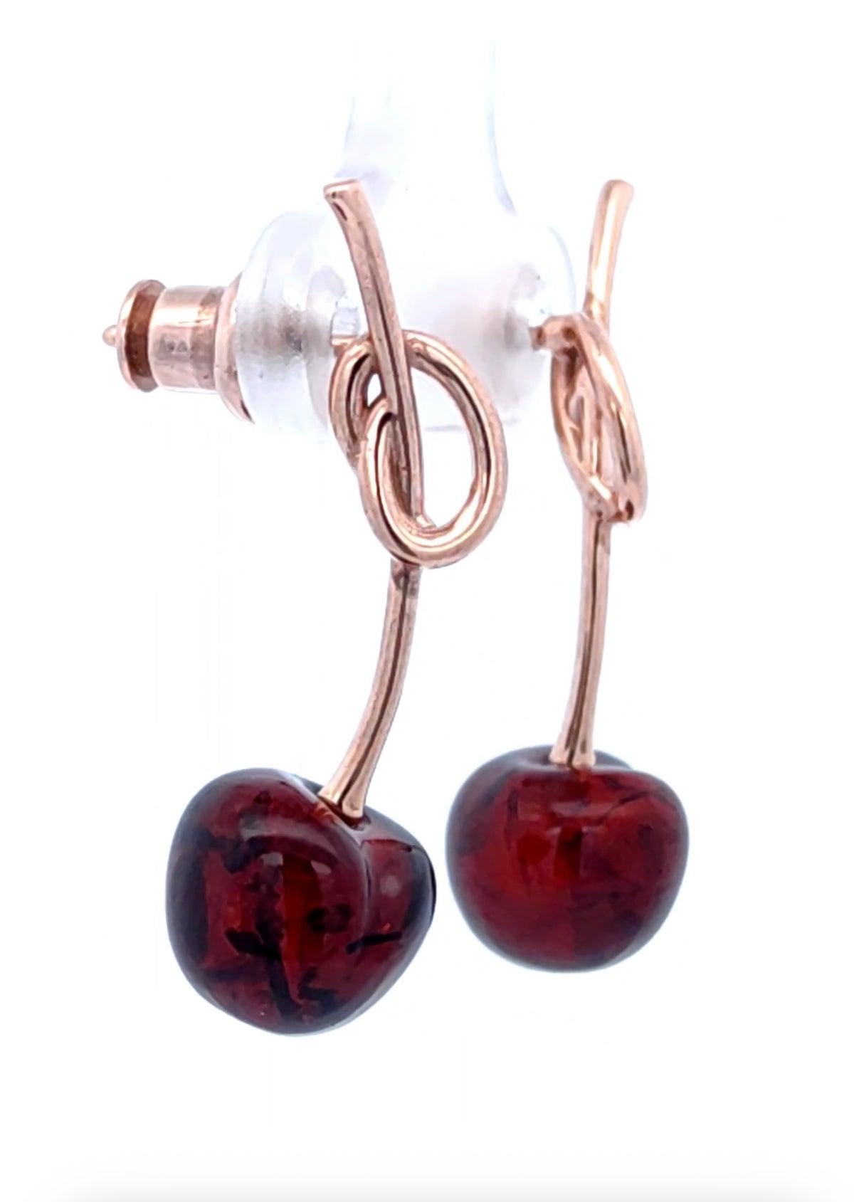 Cognac Baltic Amber Cherry Drop Earrings