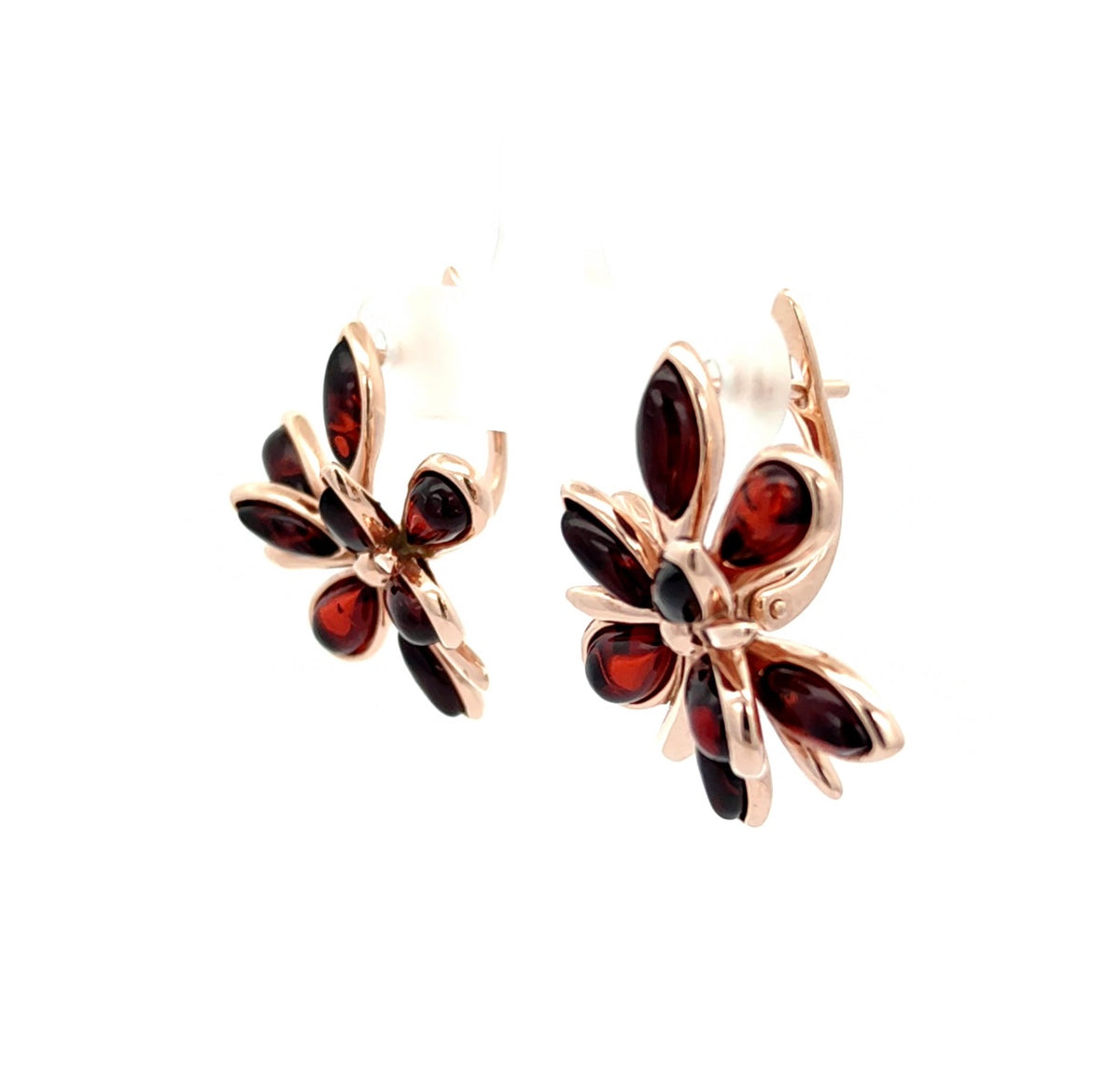 Cognac Baltic Amber Floral Statement Earrings